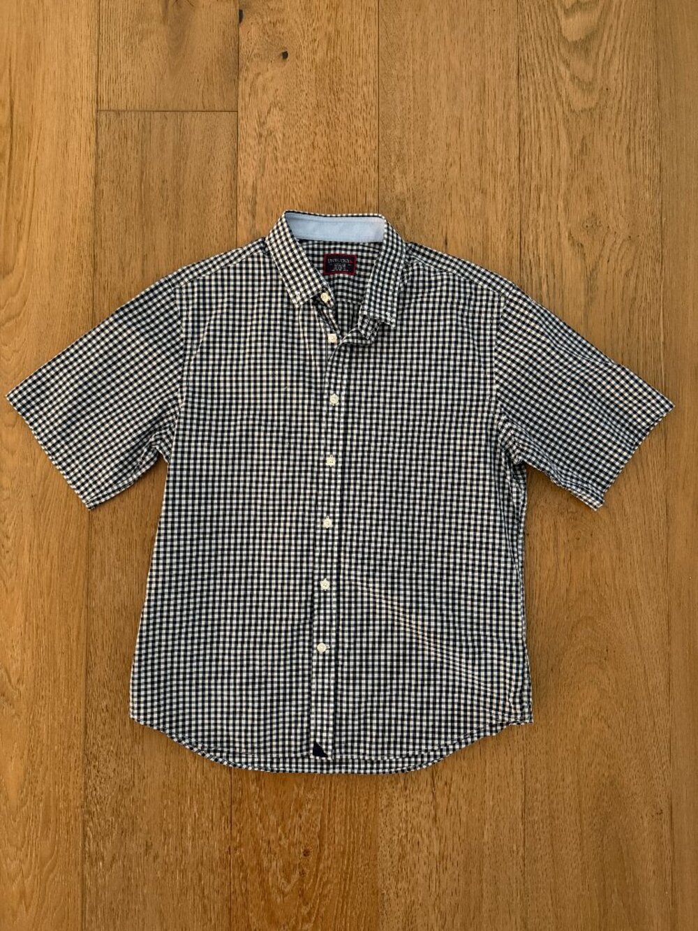 UNTUCKit Men's Plaid Gingham Blue Navy White Button Shirt Sz Medium